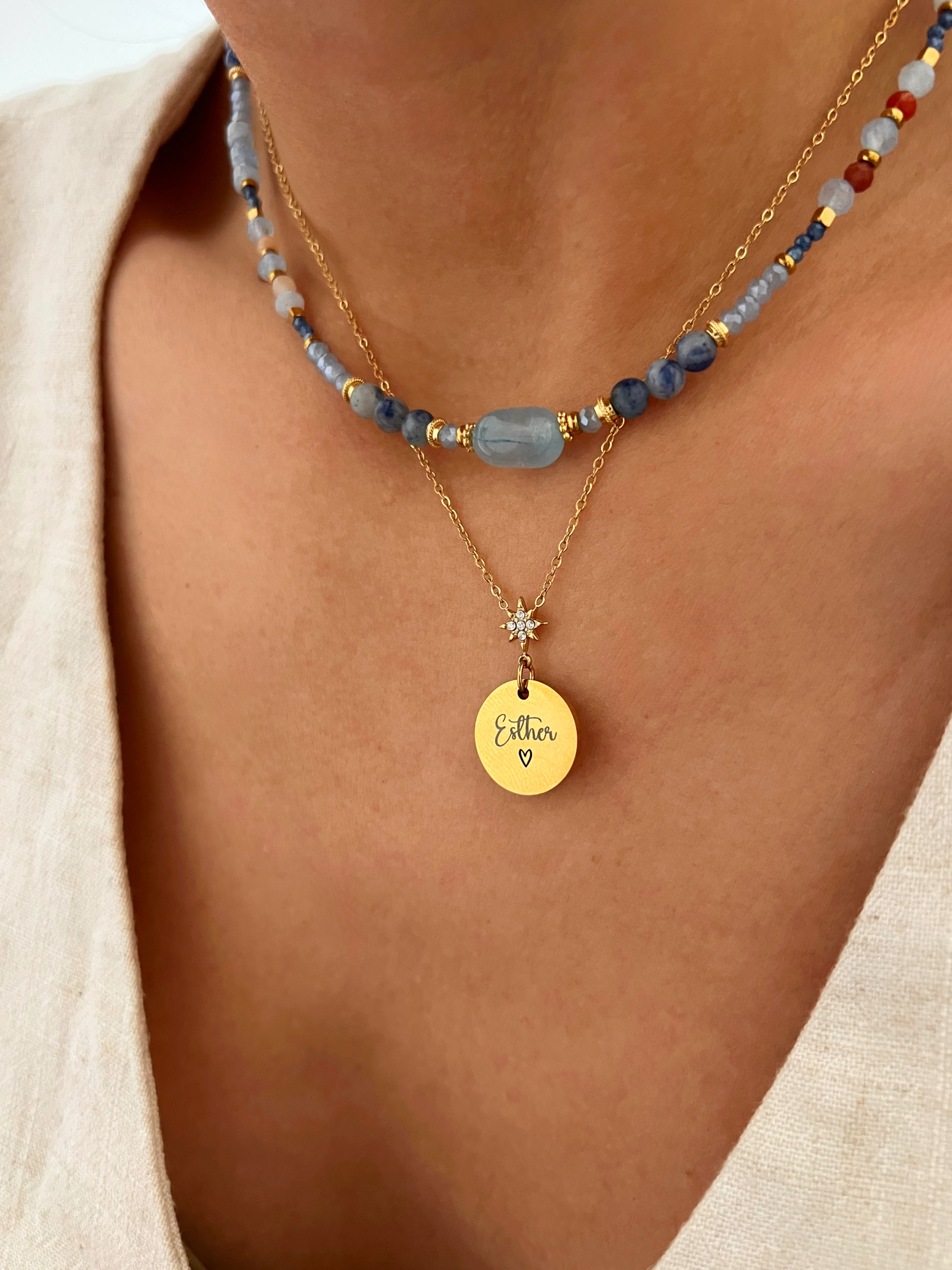 AGUAMARINA Collar piedras azules