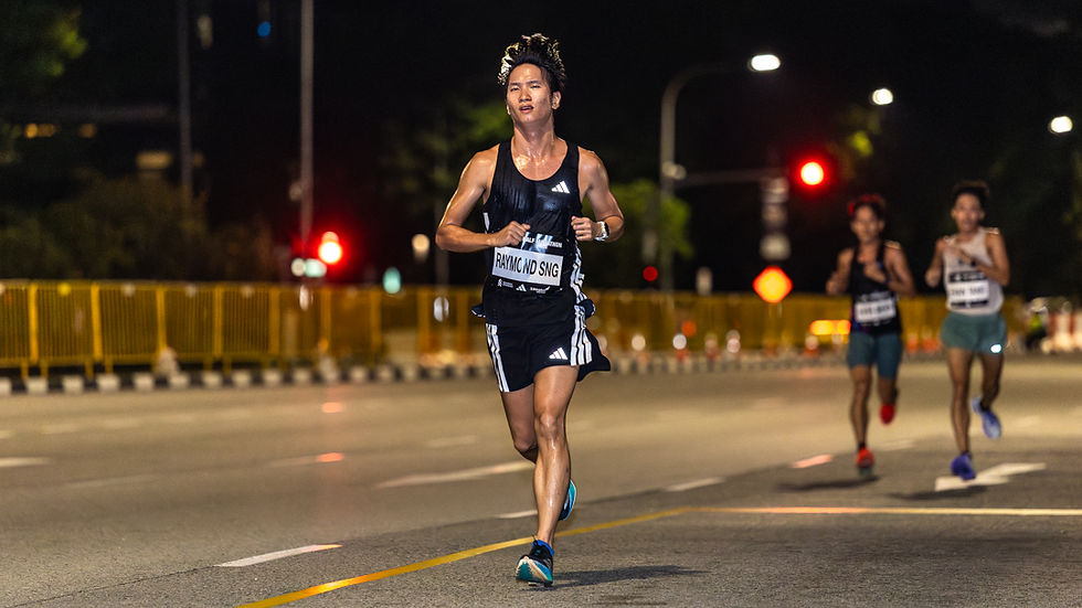 Raymond Sng, wearing the Adizero Adios Pro 4 race day shoes, secured a top 10 finish in his debut National Championship. PHOTO: SPORTPLUS.SG / FLAVIA SIM