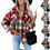 Thumbnail: Womens Retro Wool Blend Plaid Shirts Jacket