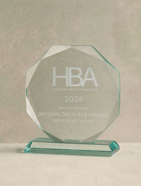 National 3rd Place Best Aesthetic Practitioner award 2024 won by Ministry of Faces, aesthetics clinic in Leeds and Harrogate.