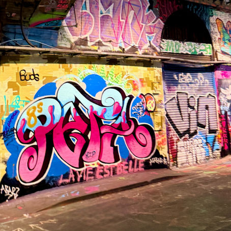 A tunnel in London filled with graffiti art that cahngs every day