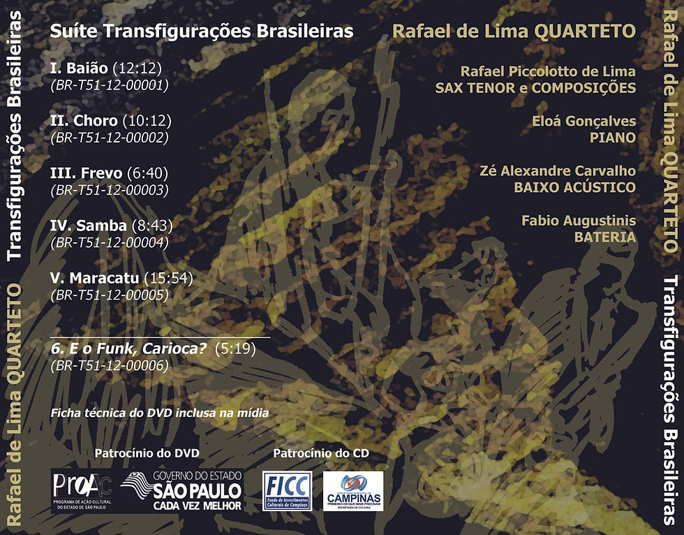 Miniatura: Transfigurações Brasileiras - ALBUM COMPLETO (Rafael de Lima Quarteto)