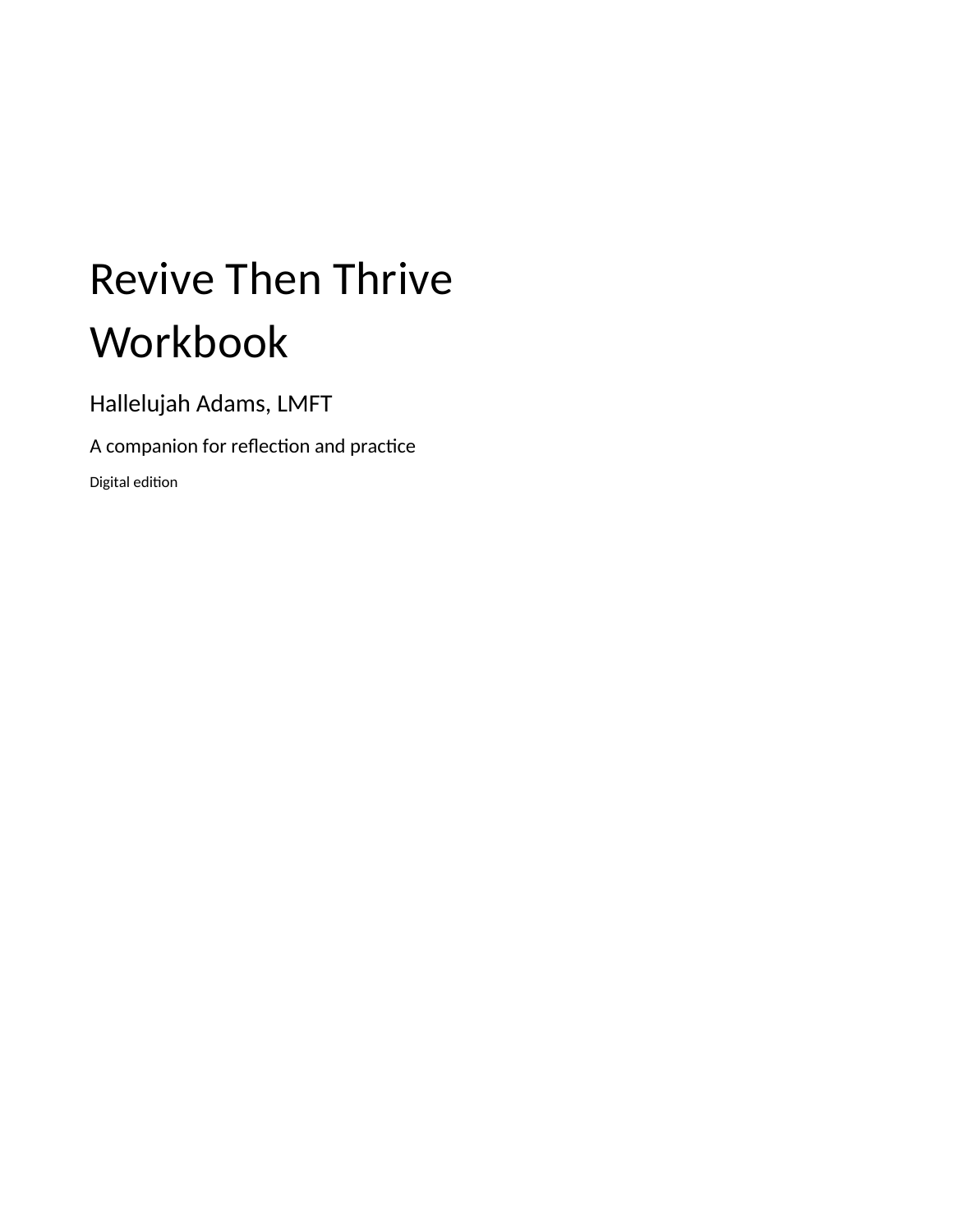 Revive Then Thrive Workbook - Digital Edition (Printable PDF)
