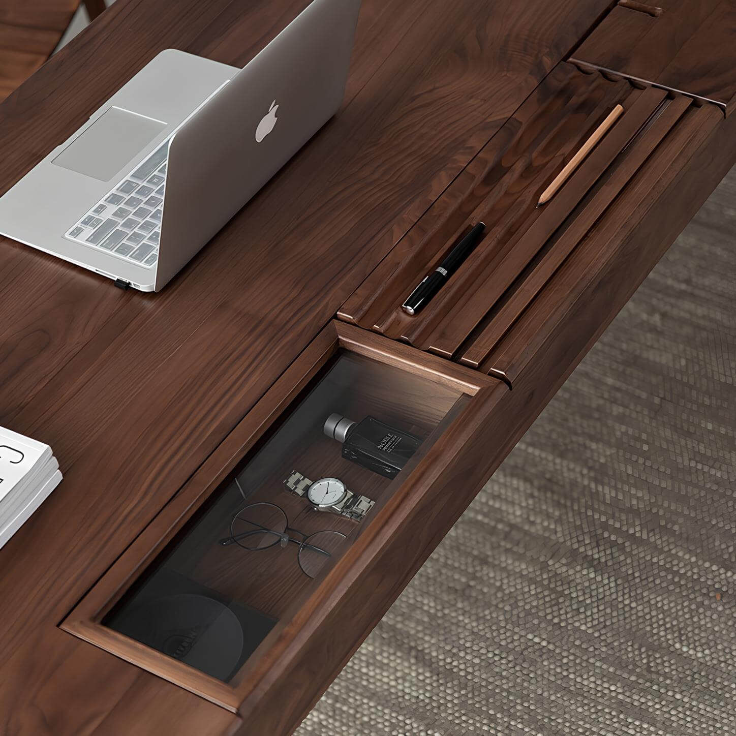 Black Walnut Desk with Drawers | Wood Furniture