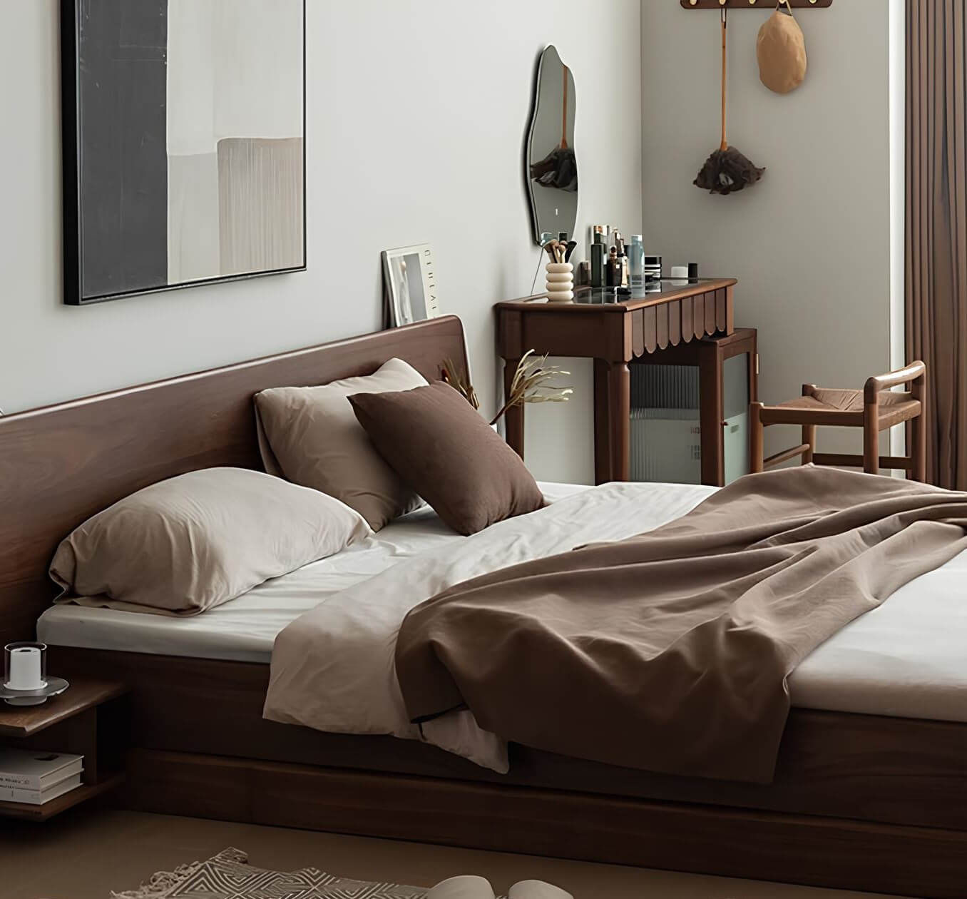 Black Walnut Bed in the Bedroom Top View