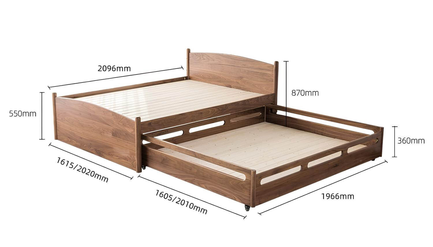 Black Walnut Trundle Bed | Wood Furniture