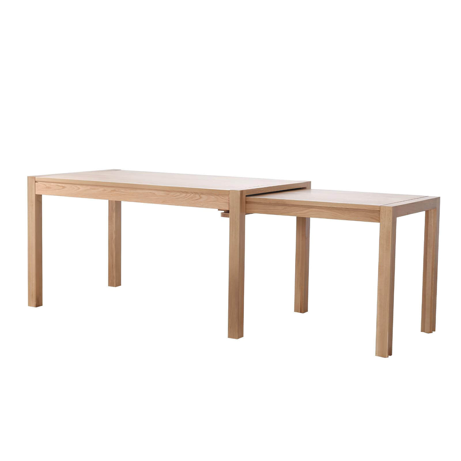 Rectangle Extendable White Oak Dining Table in White Background