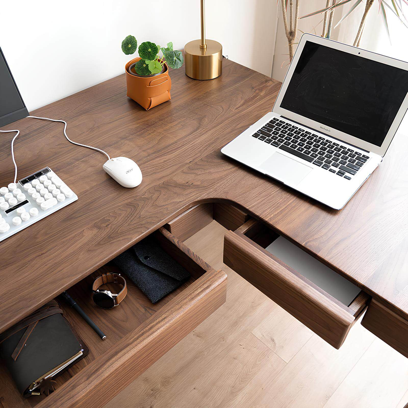 Walnut Desk with Return in the Room