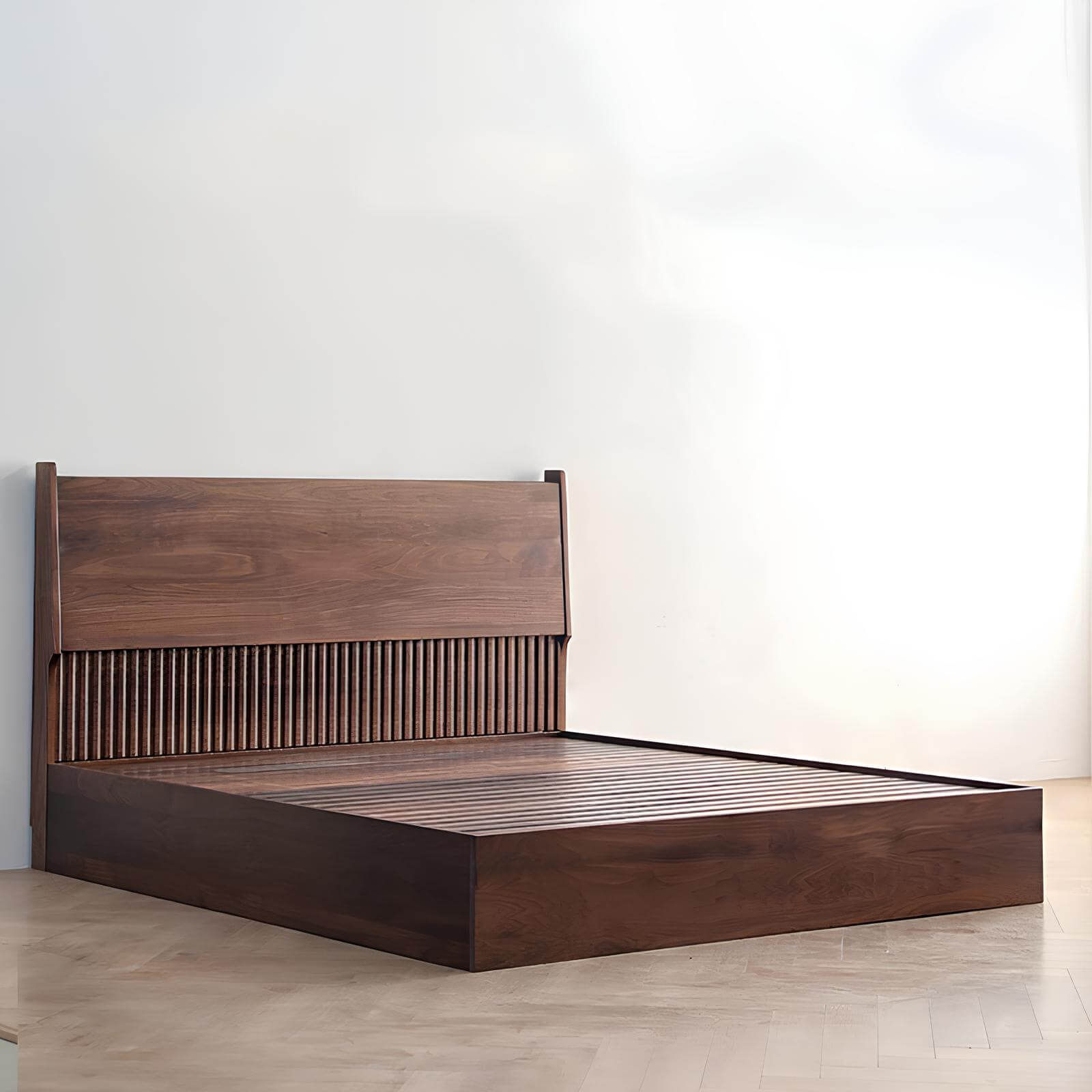 Black Walnut Bed in the Bedroom Side View