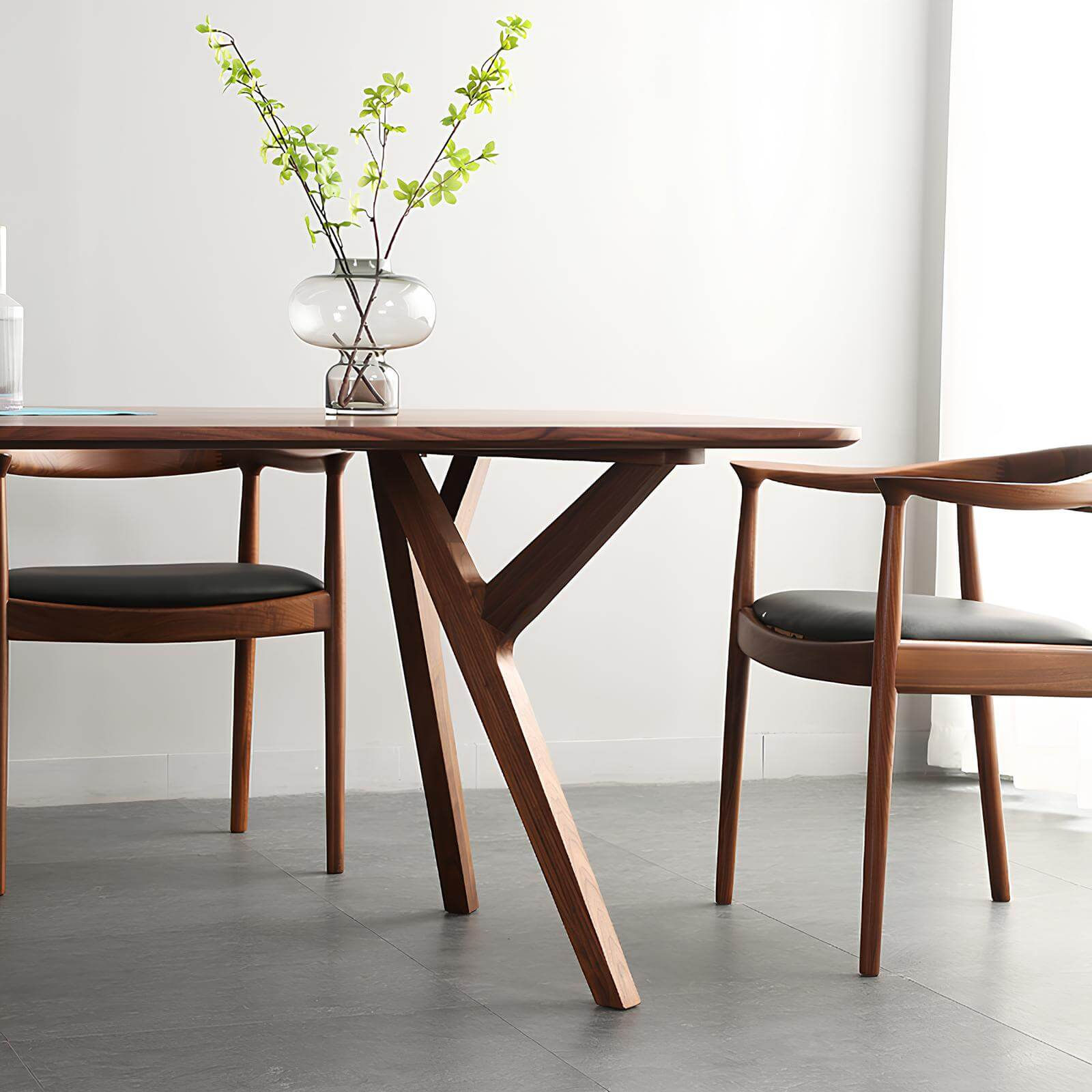 Rectangle Walnut Dining Table in the Room