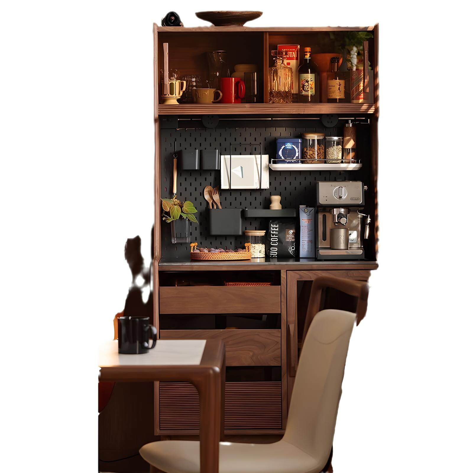 Wood Cabinet in White Background