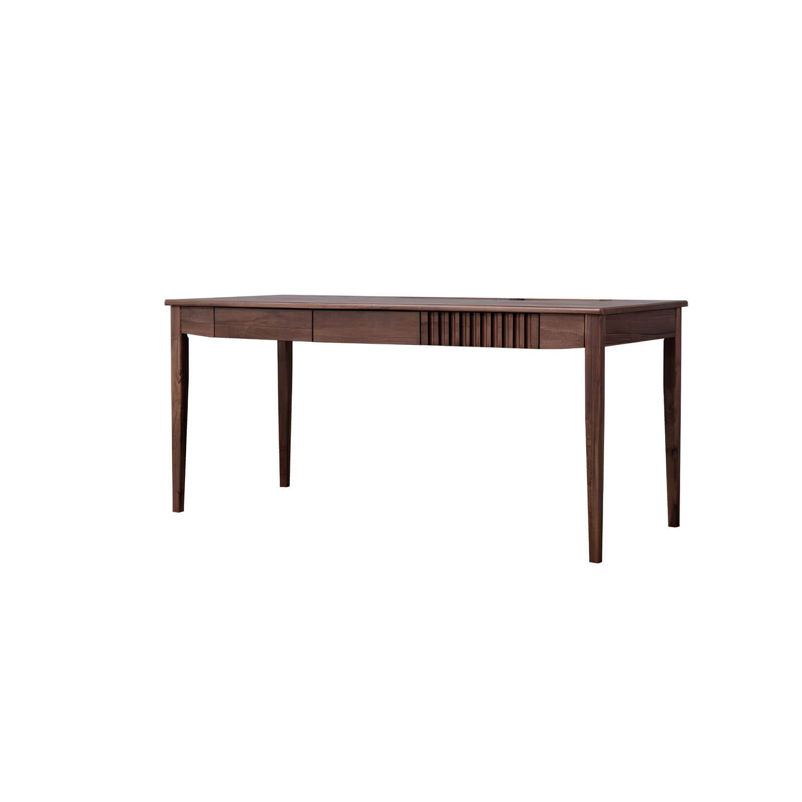 Black Walnut Desk with Drawers in White Background