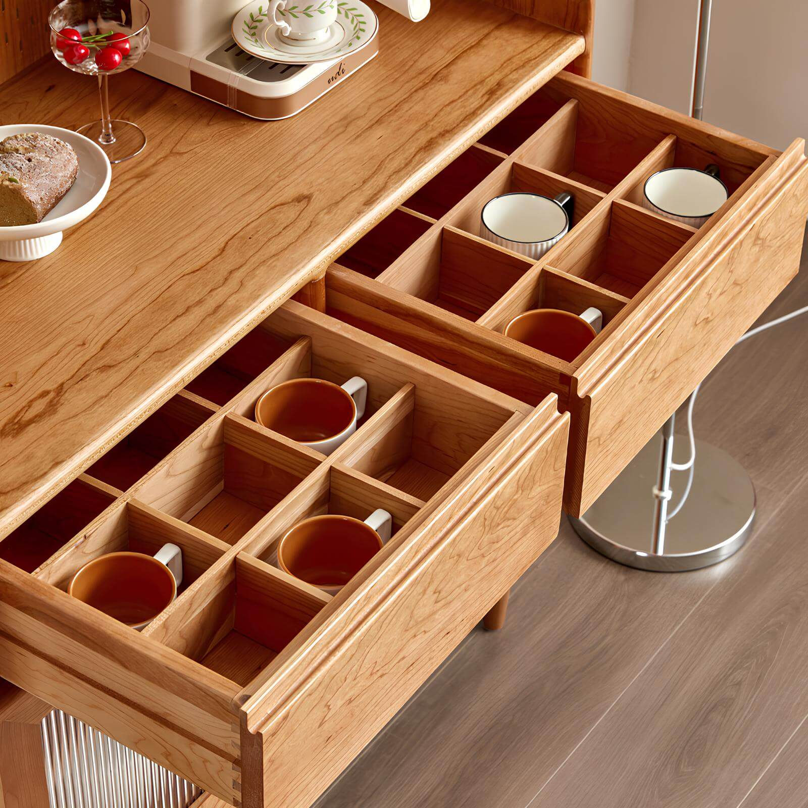 Cherry Wood Cabinet in the Room Drawers