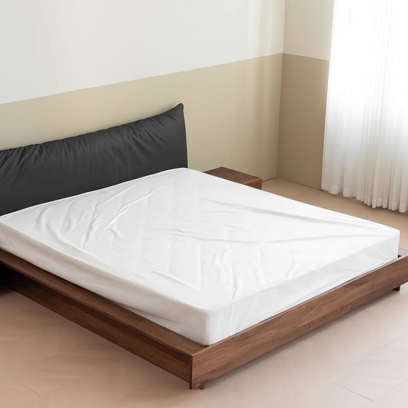 Black Walnut Soft Backrest Bed | Wood Furniture