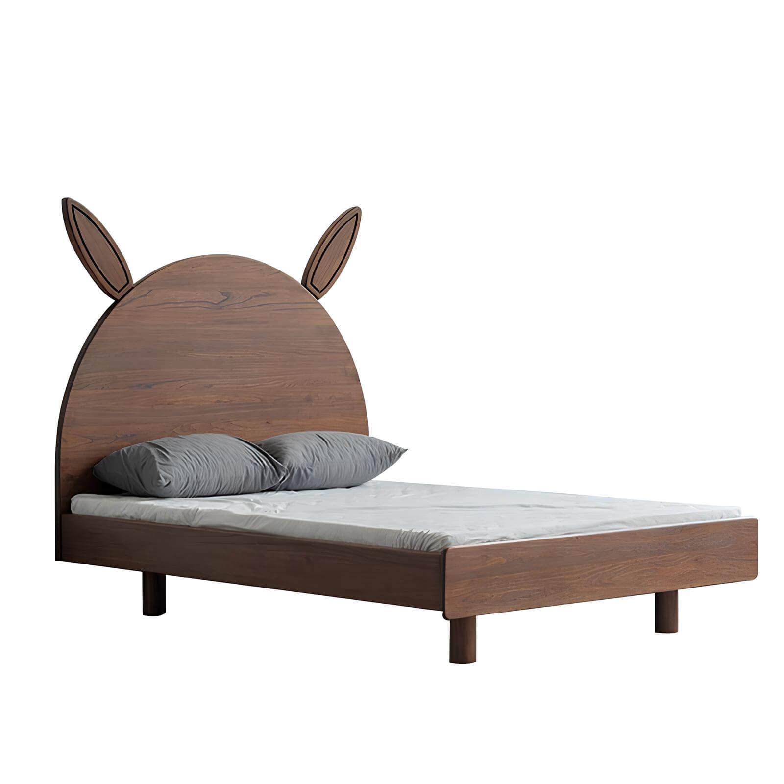 Rabbit Black Walnut Bed in White Background