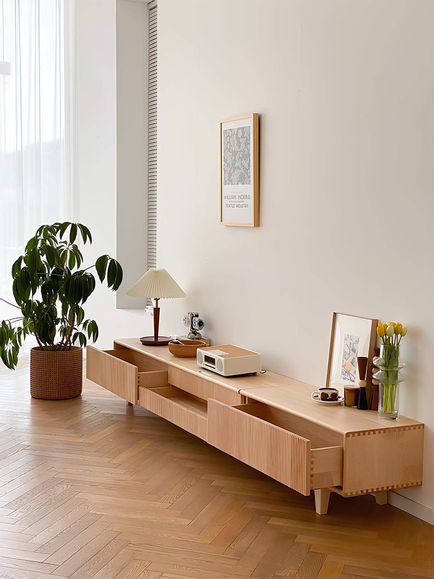 Maple TV Stand in the Living Room