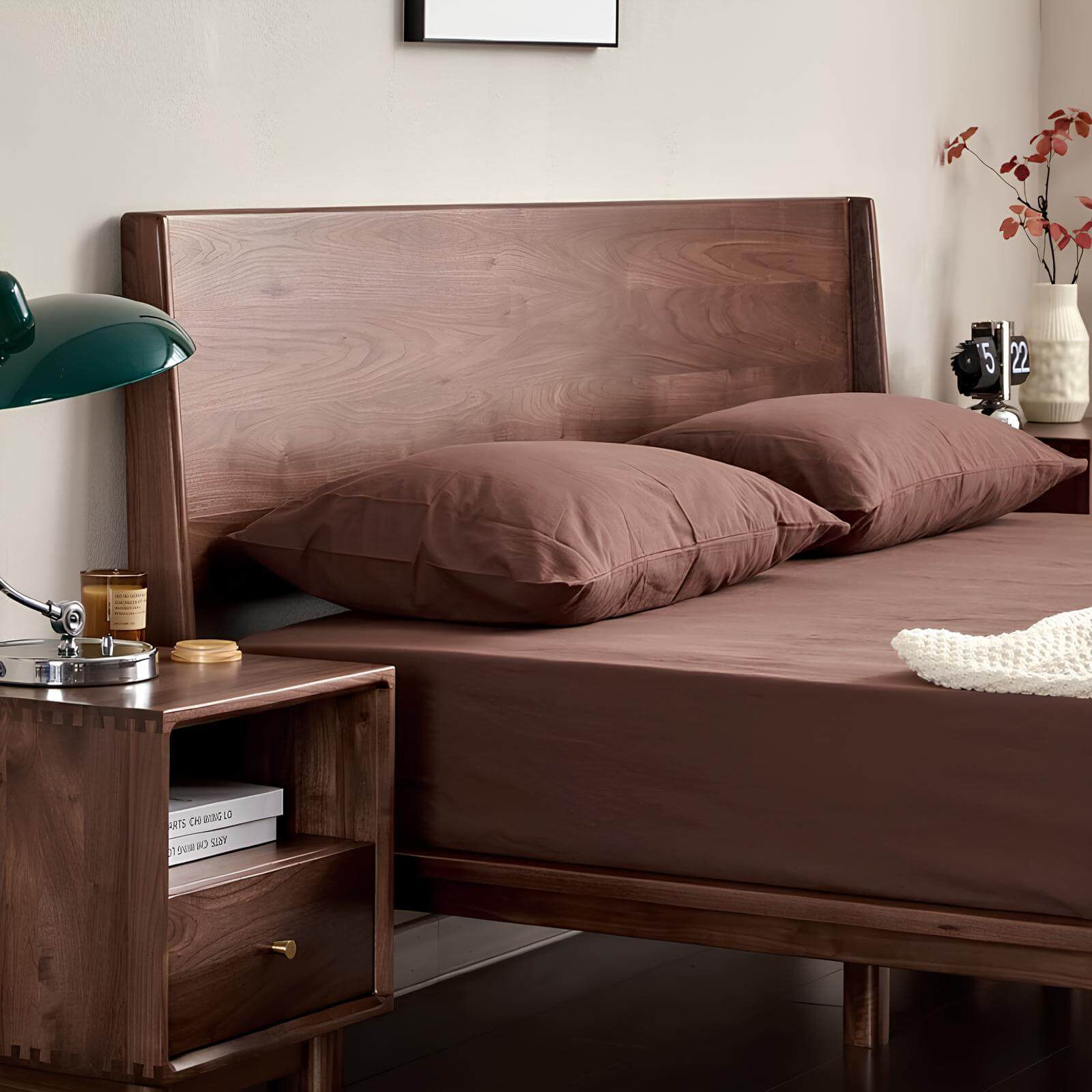 Black Walnut Bed in the Bedroom Headboard View