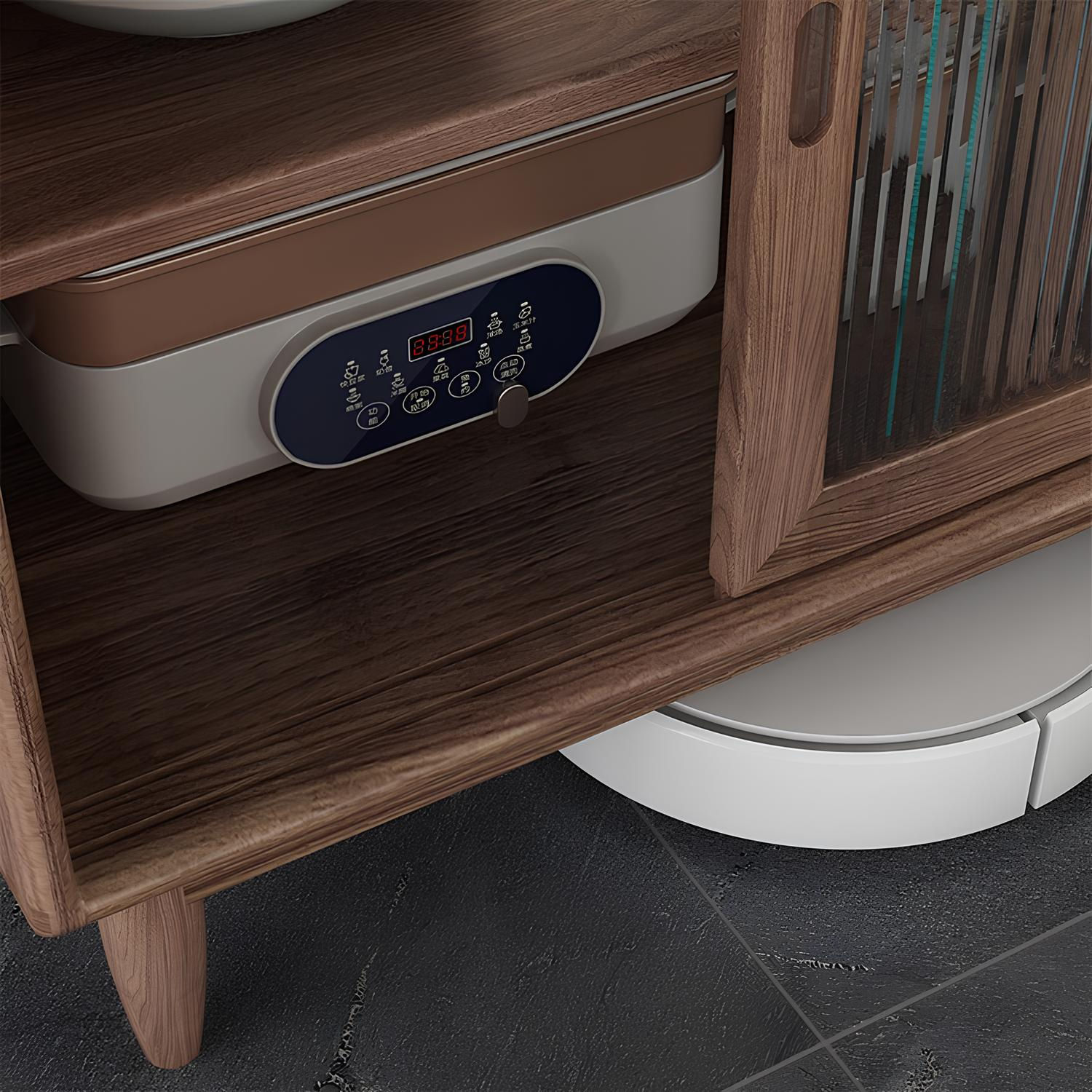 Wood Cabinet with Glass Doors Legs