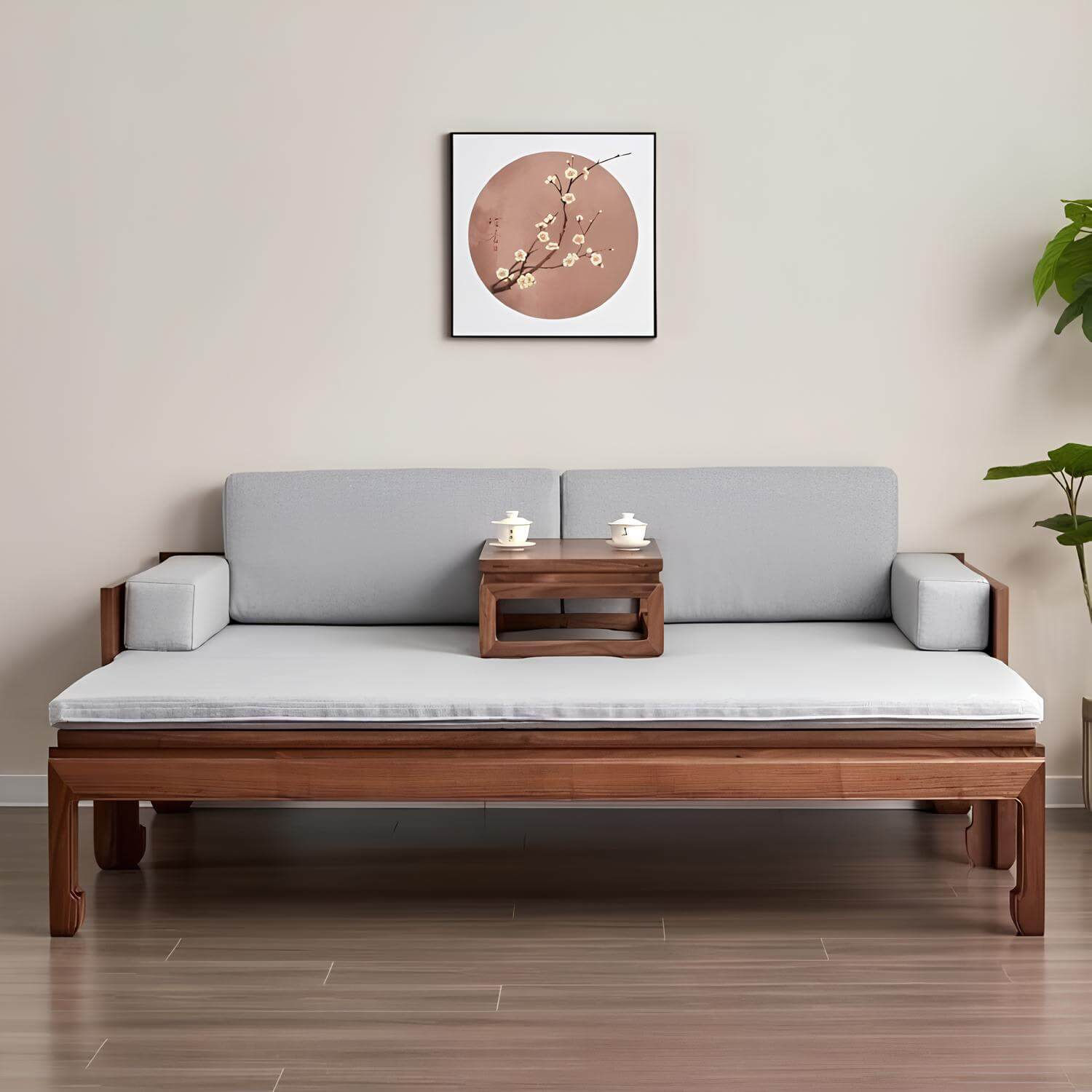 Extendable Walnut Sofa Luohan Bed | Wood Furniture