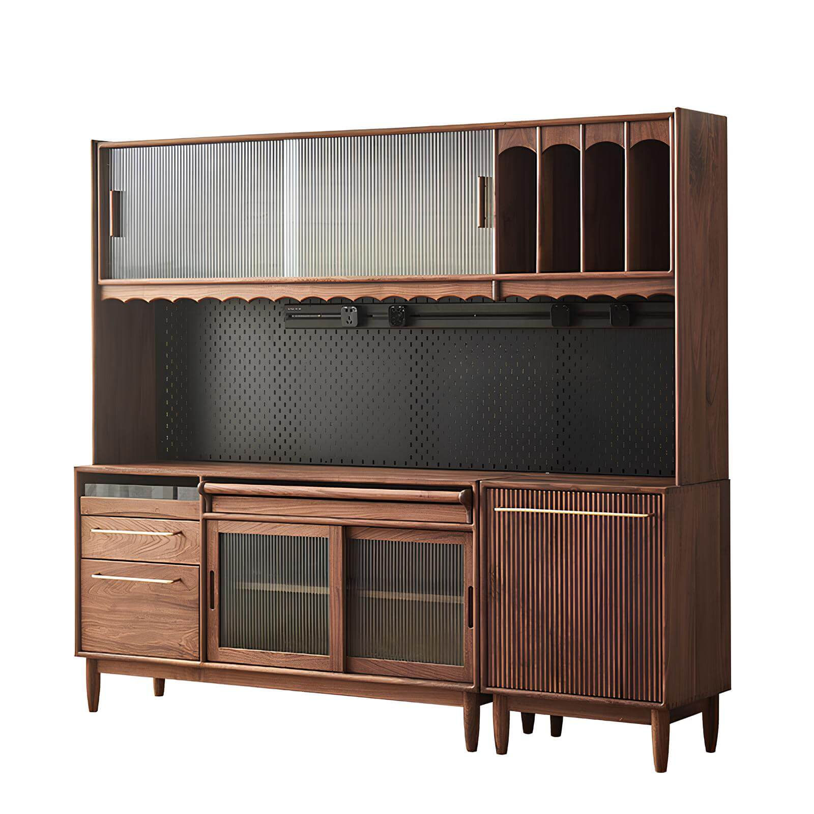 Black Walnut Wood Kitchen Cabinet in White Background