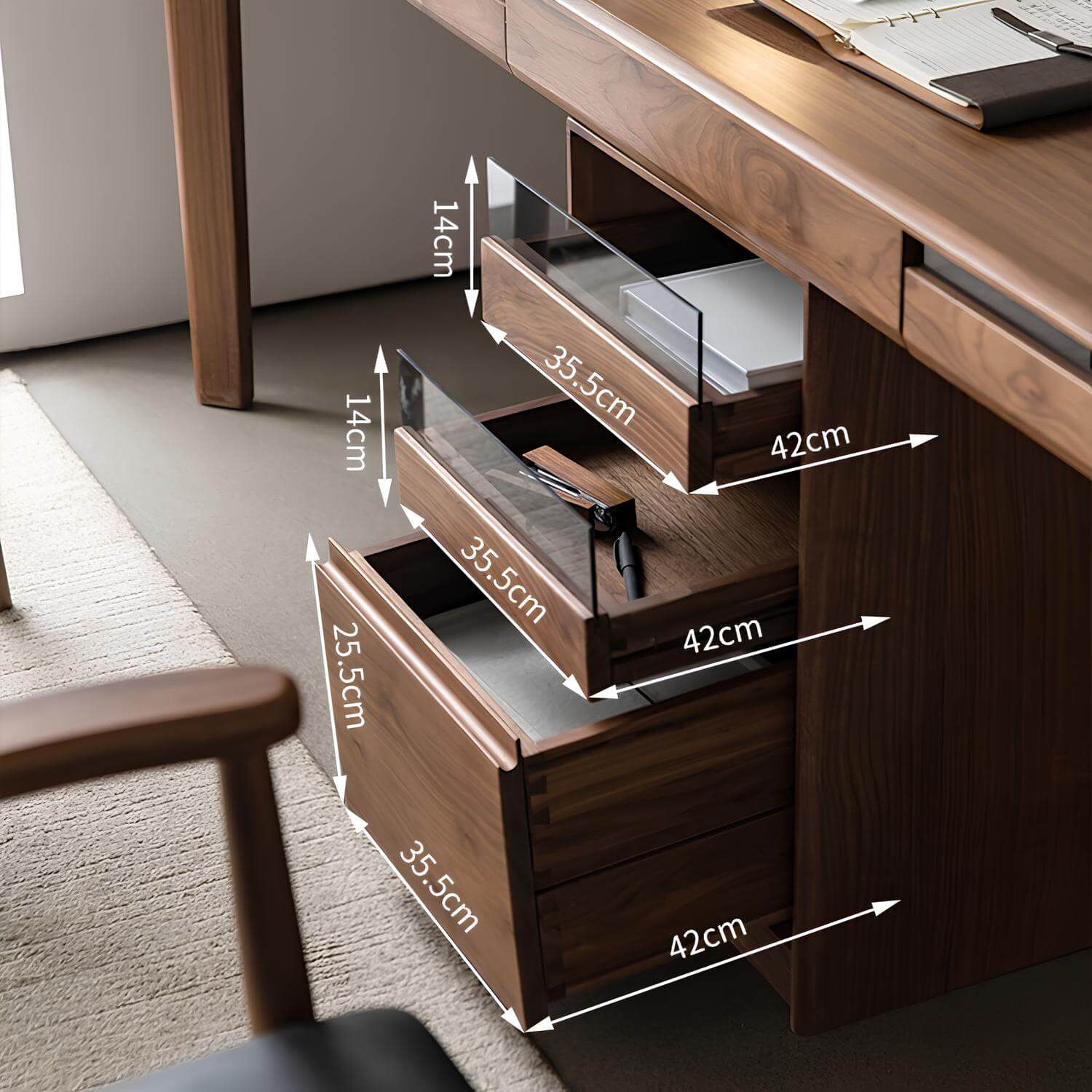 Black Walnut Desk with Drawers | Wood Furniture