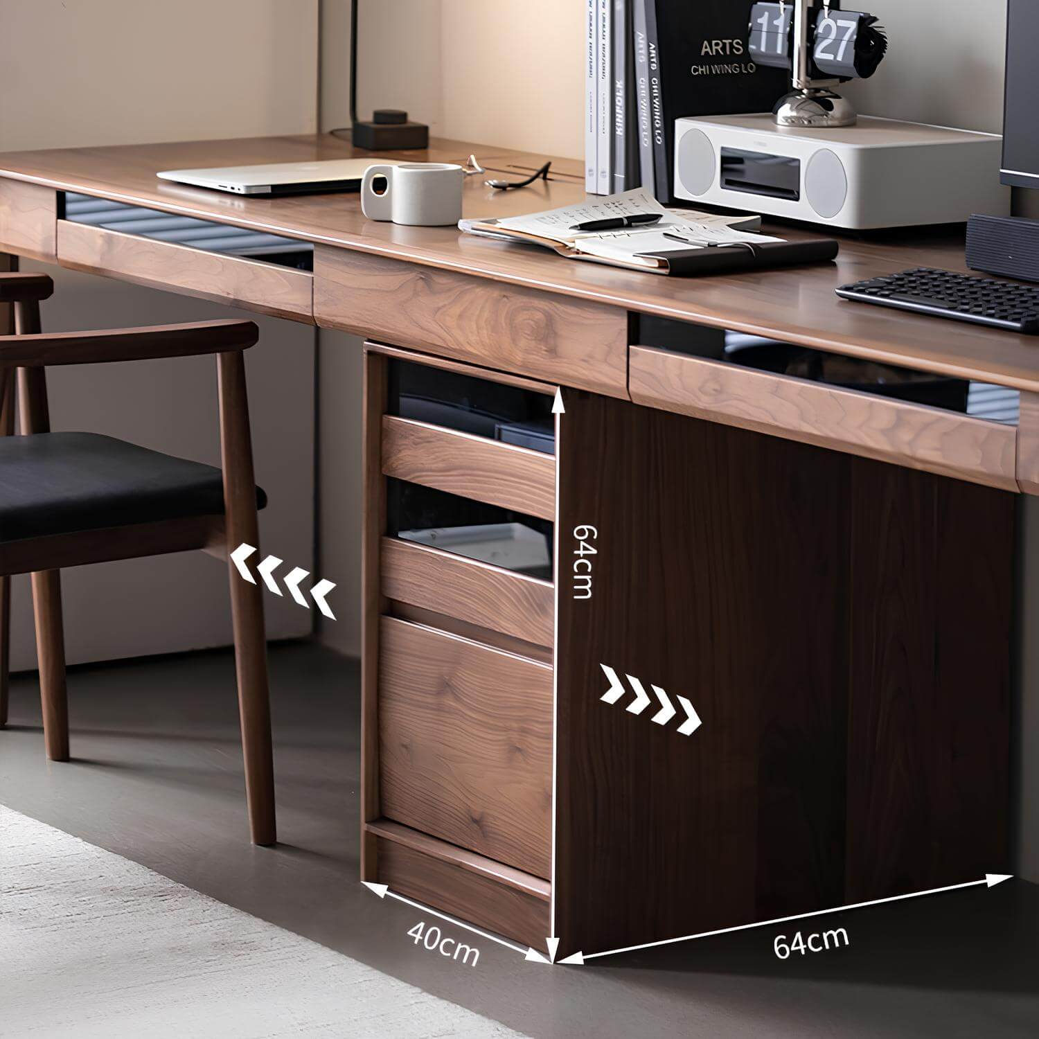 Black Walnut Desk with Drawers | Wood Furniture