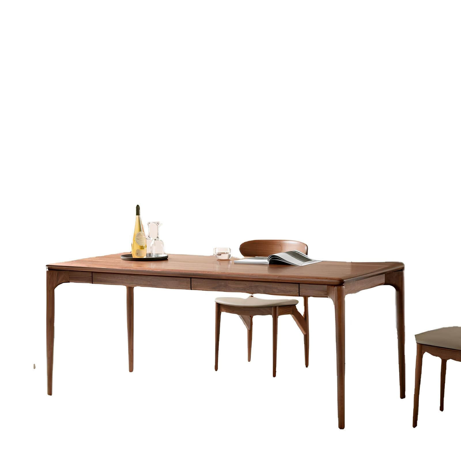 Rectangle Dining Table with Drawers in White Oak