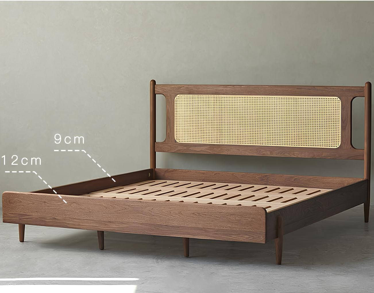 Black Walnut Rattan Bed | Wood Furniture