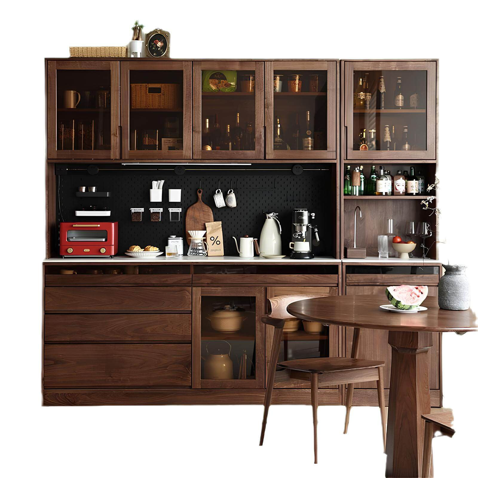Black Walnut Kitchen Cabinet in White Background