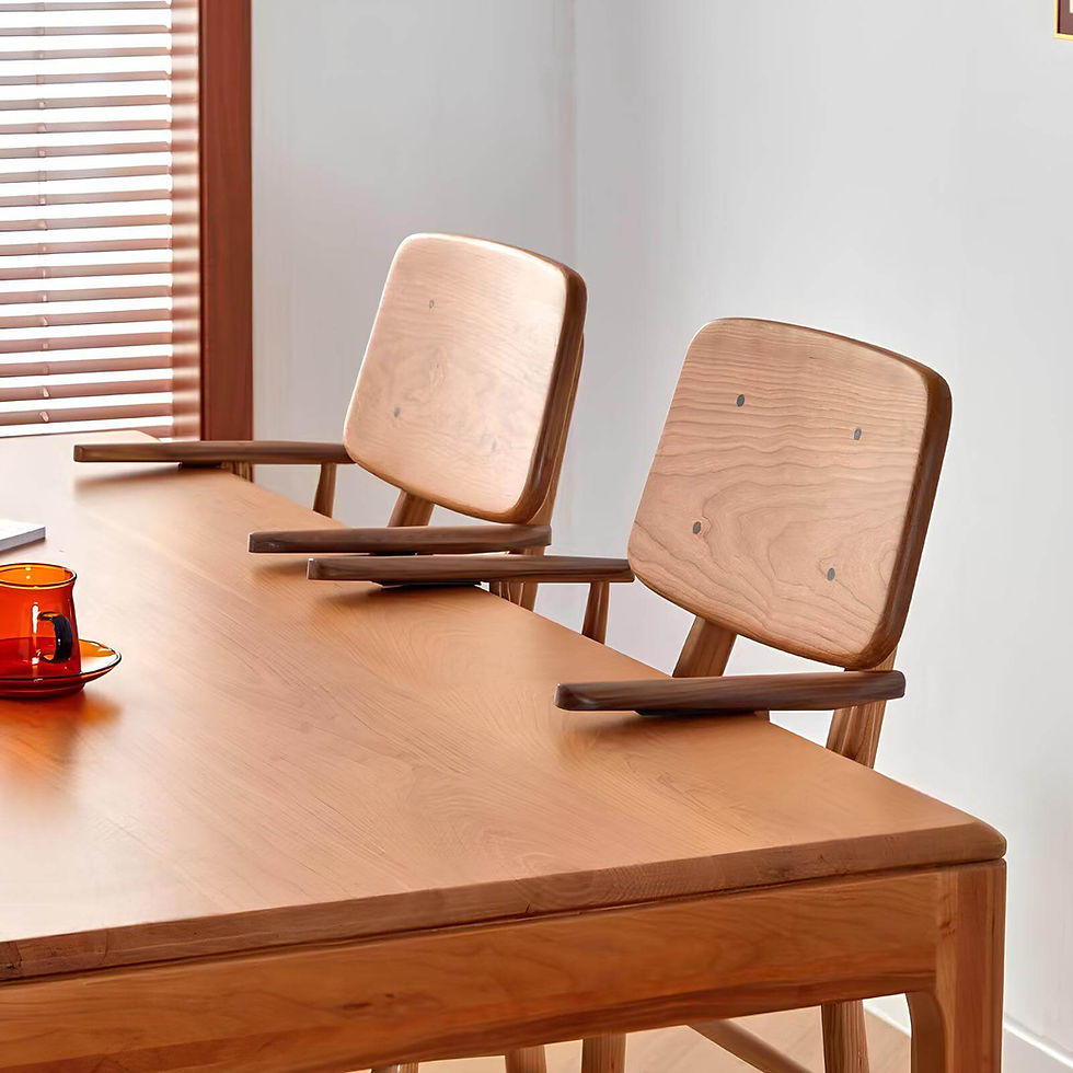 Cherry Wood Chair with Armrest on the Table