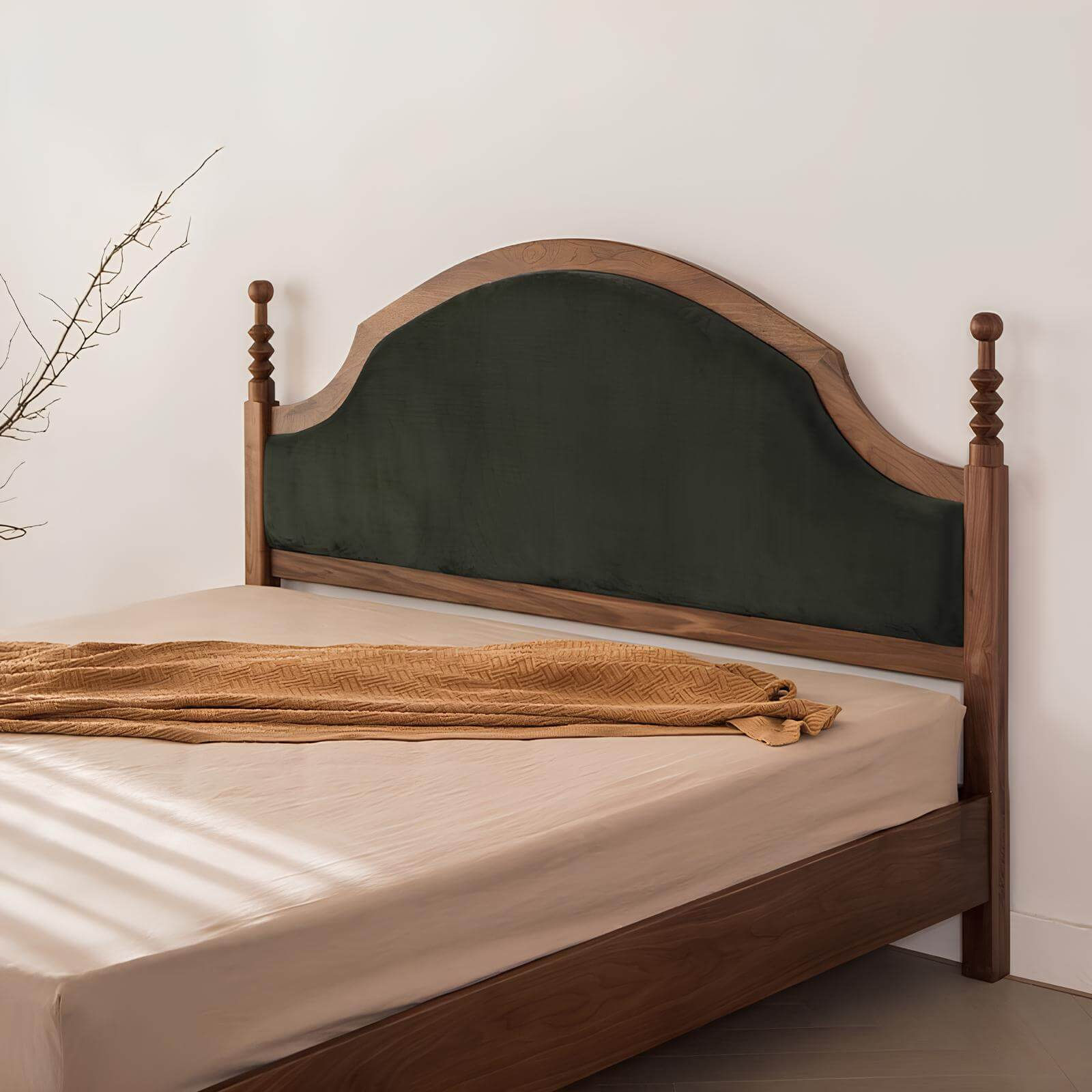 Black Walnut Bed in the Bedroom Side View