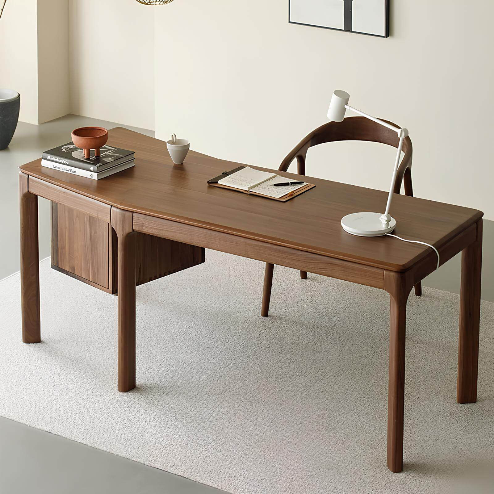 Walnut Desk Bookcase in the Room