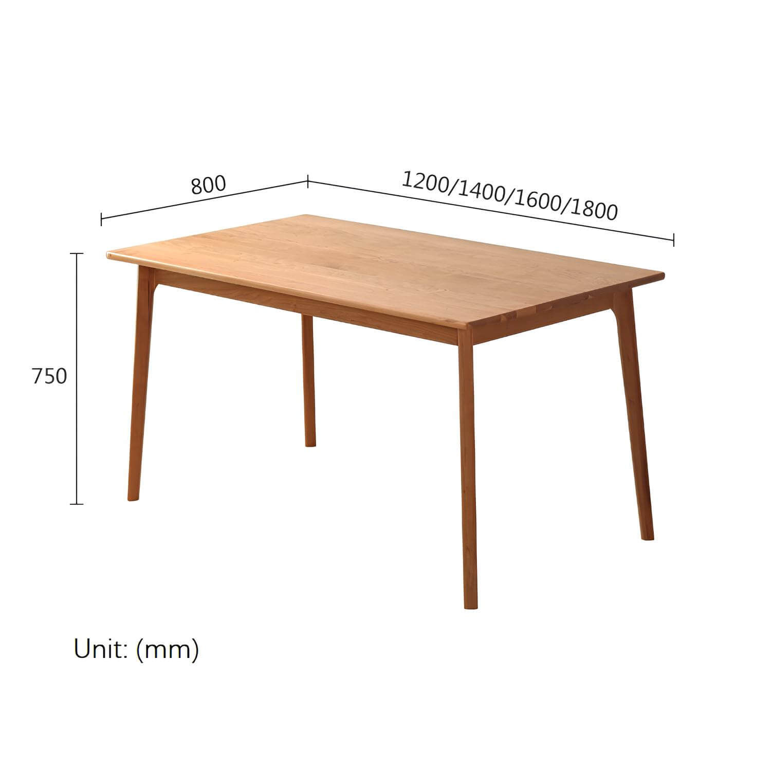 Rectangle Cherry Wood Dining Table Dimension