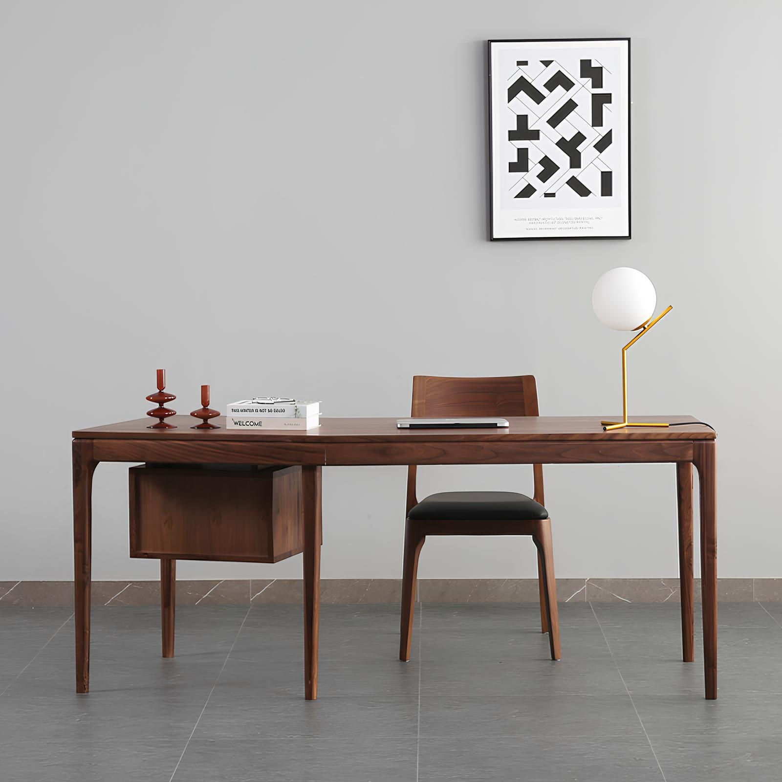 Walnut Desk with Return Front View