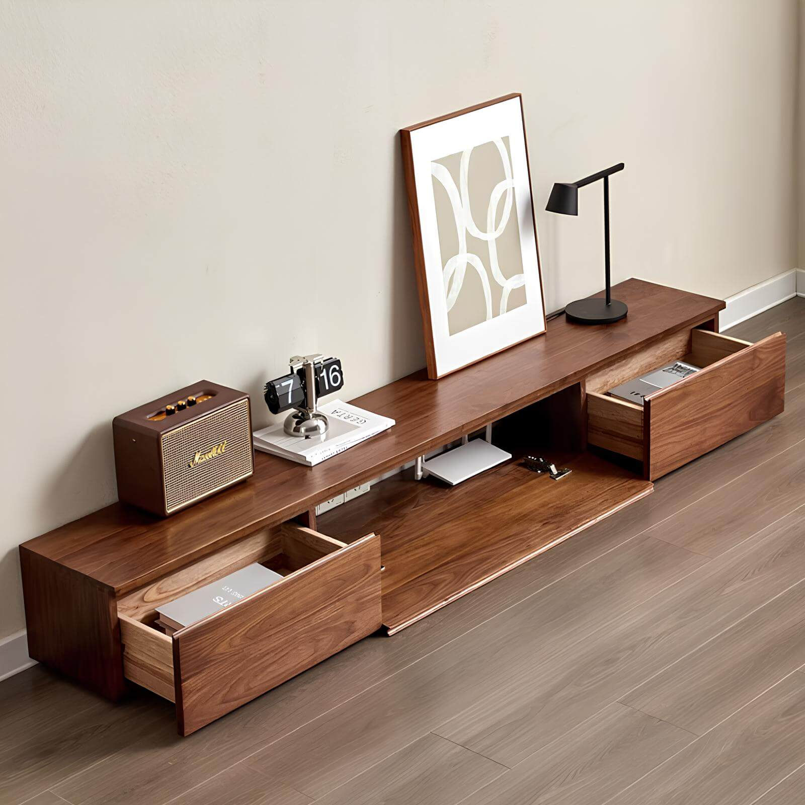 Black Walnut TV Stand in the Living Room