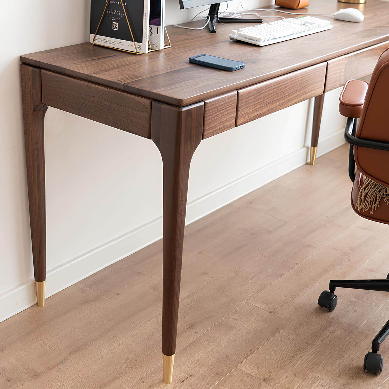 Walnut Desk with Return in the Room