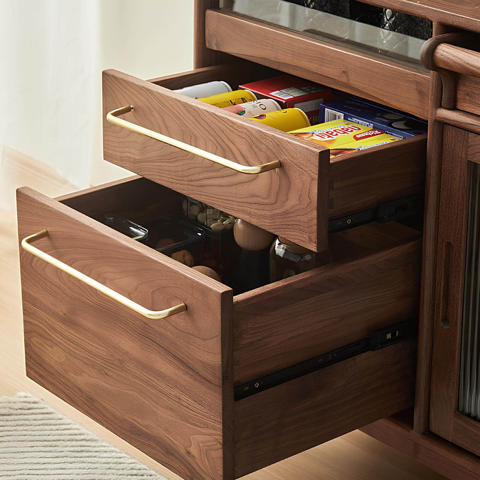 Black Walnut Wood Kitchen Cabinet Drawers