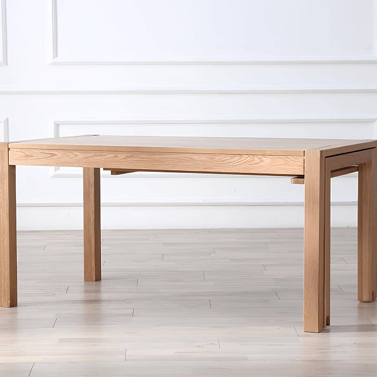 Rectangle Extendable White Oak Dining Table | Wood Furniture
