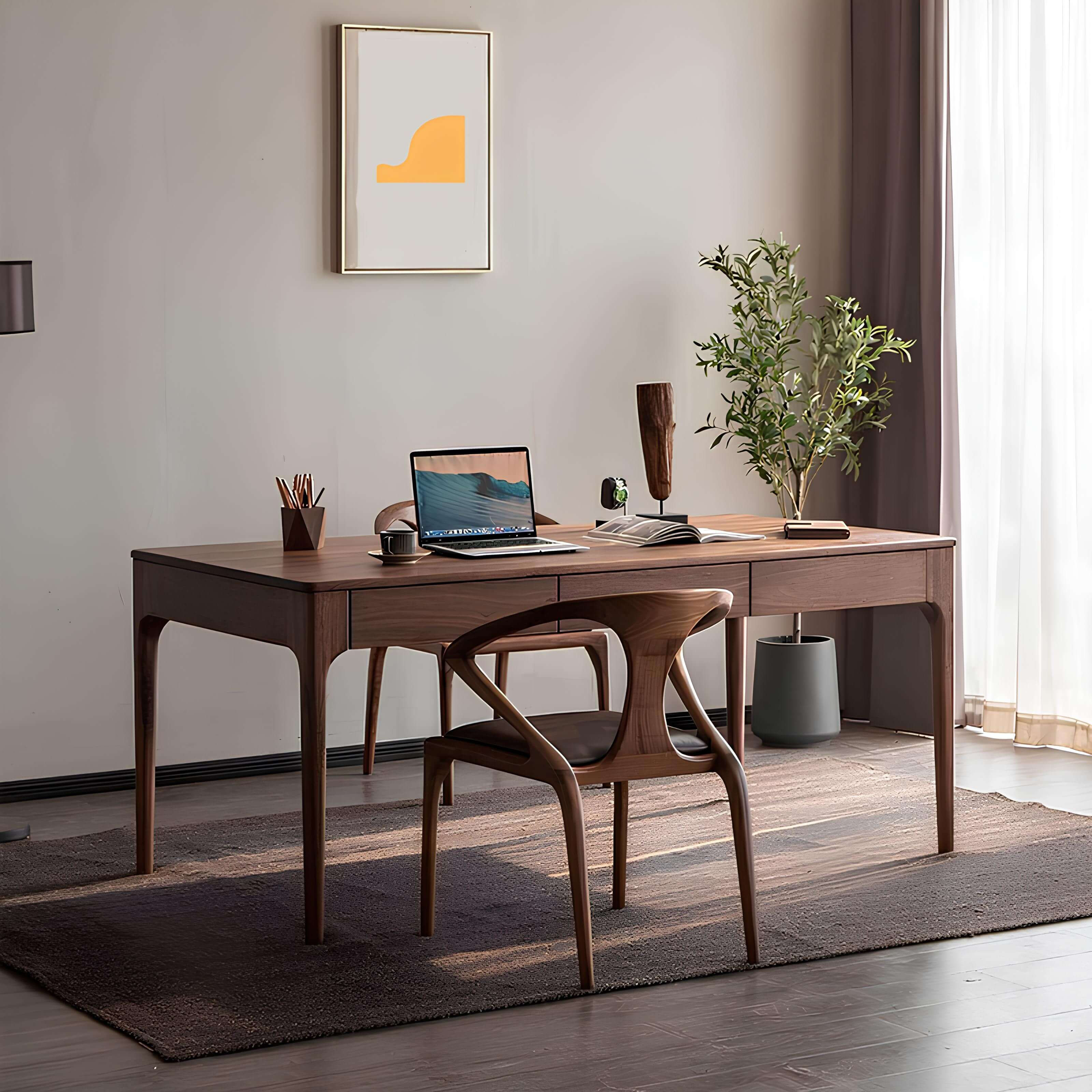 Black Walnut Desk with Drawers | Wood Furniture