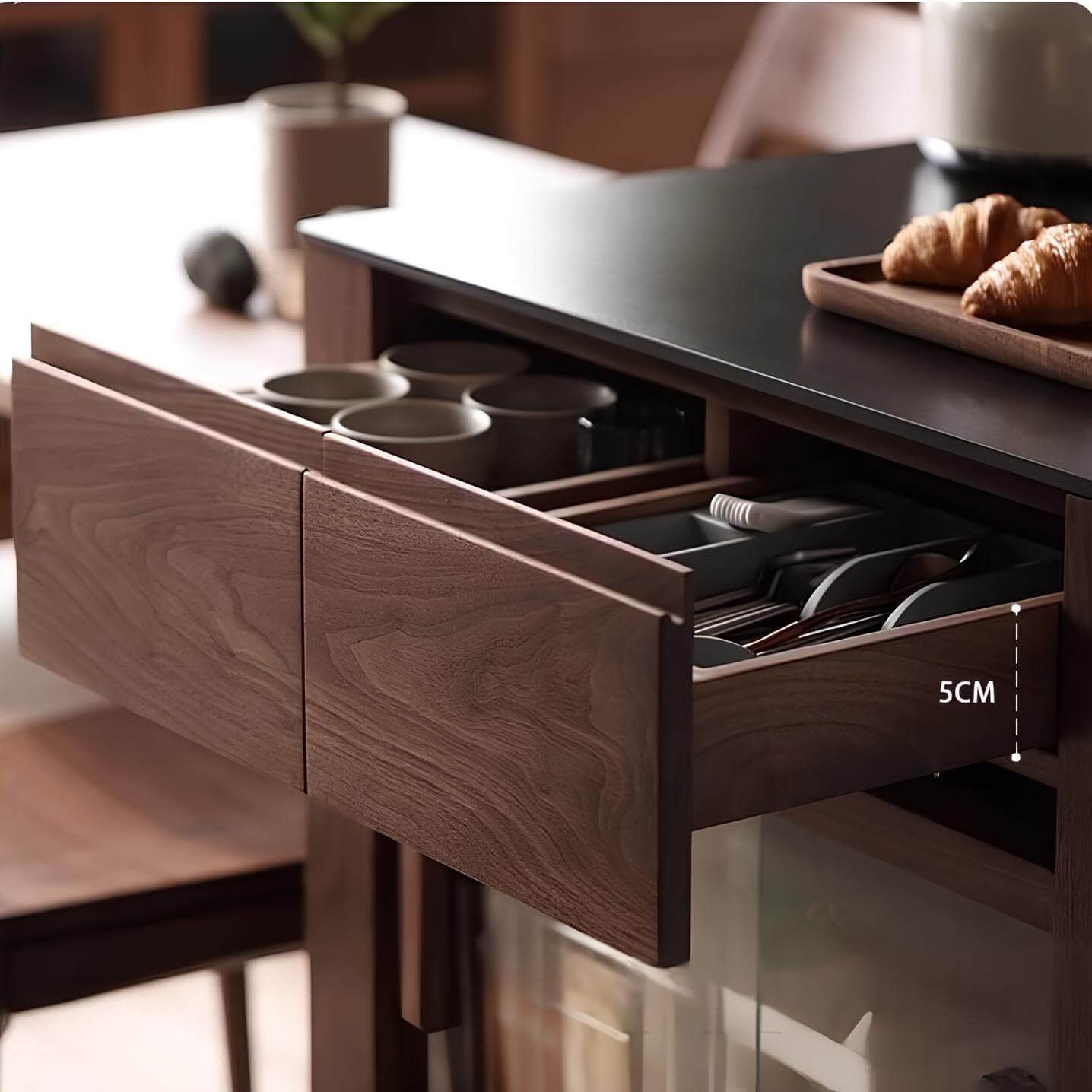 Extendable Black Walnut Kitchen Island | Wood Furniture