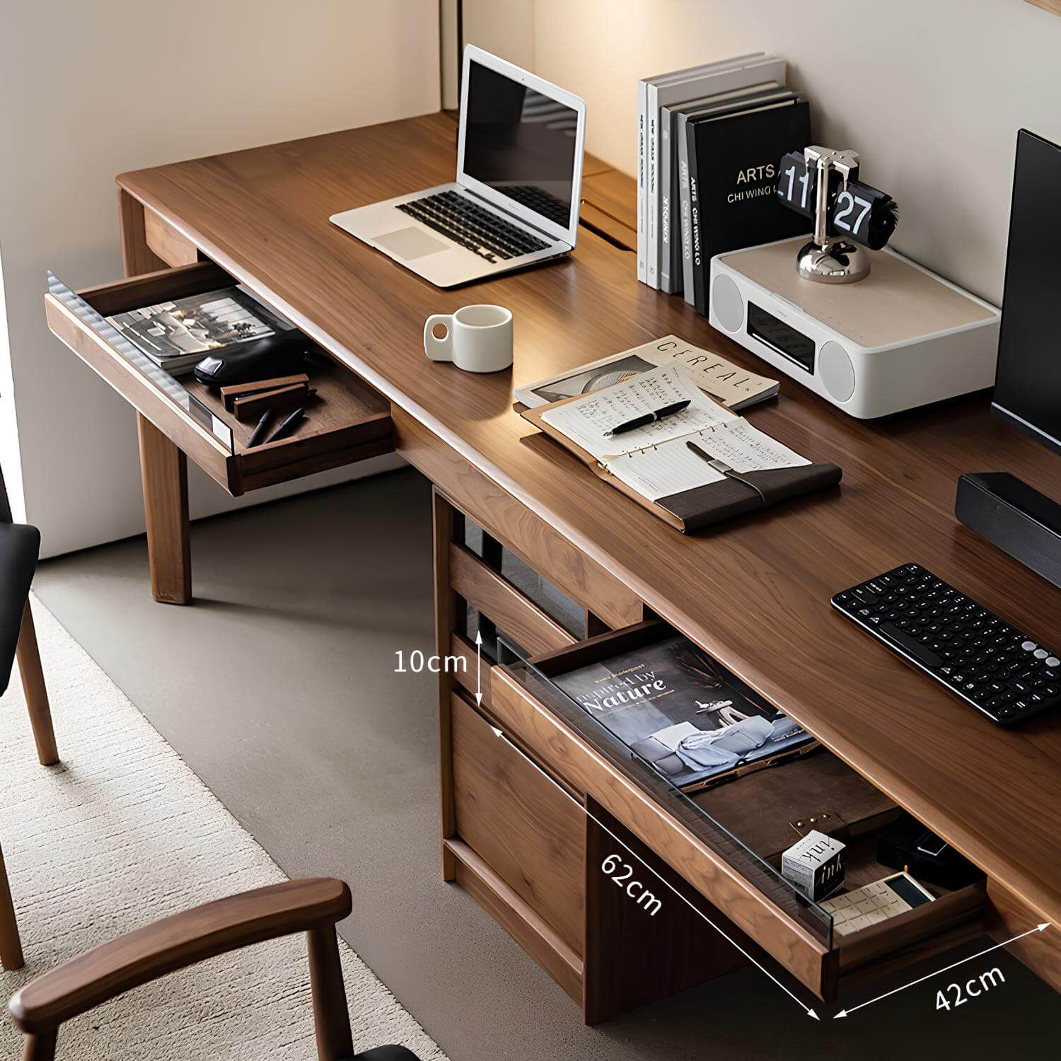 Black Walnut Desk with Drawers | Wood Furniture