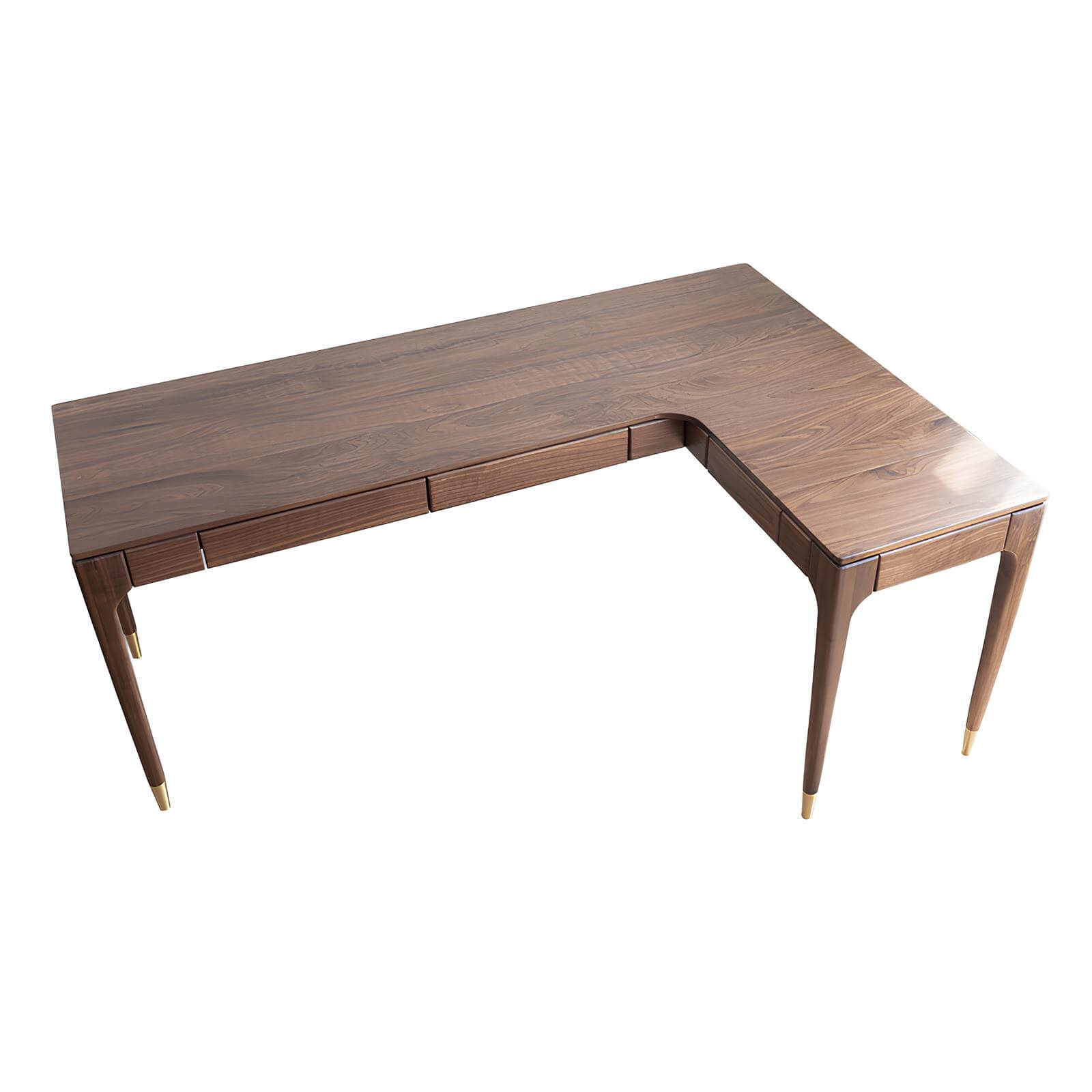 Walnut Desk with Return in White Background