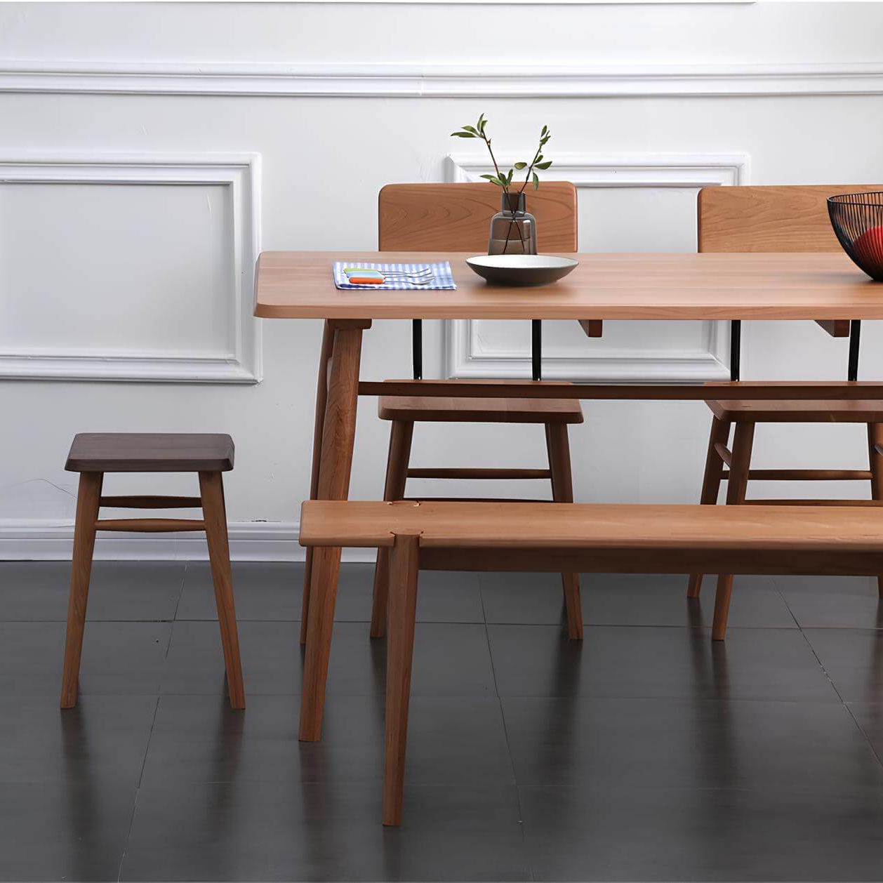 Square Walnut Stool | Wood Furniture