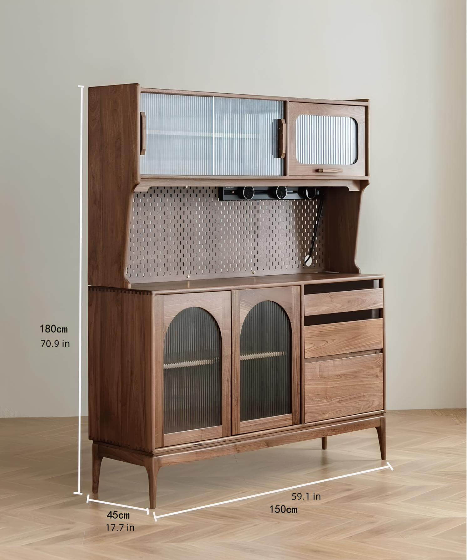 Wood Cabinet with Glass Doors Size