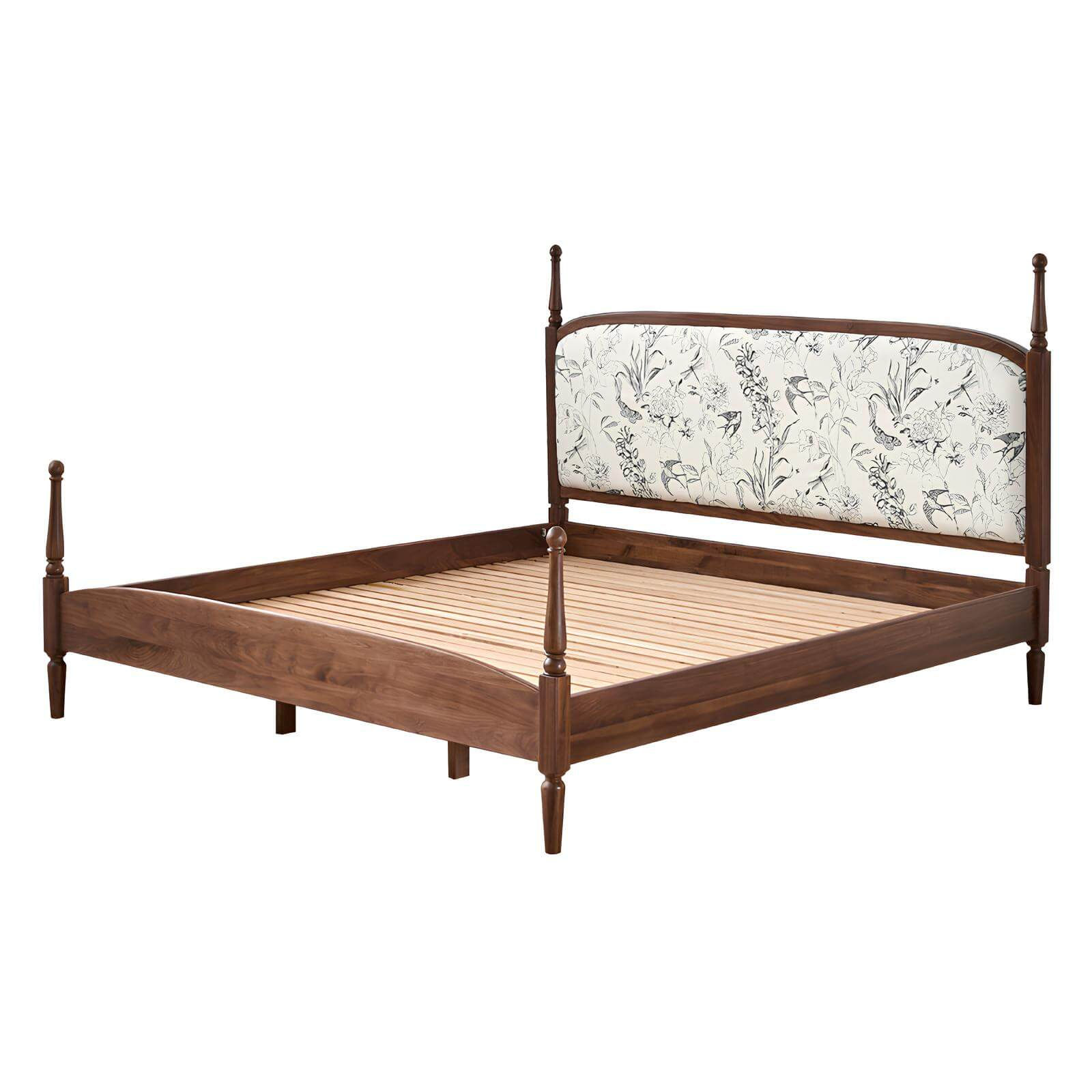 Black Walnut Bed in White Background