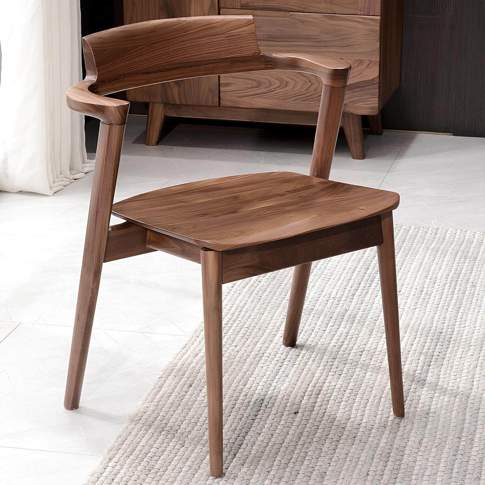 Black Walnut Wood Dining Chair Front View