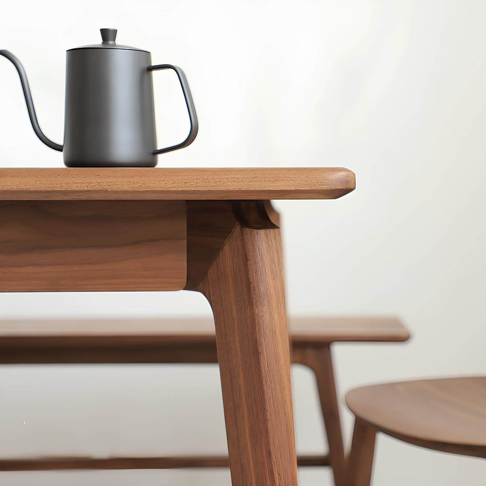 Rectangle Black Walnut Dining Table in the Room