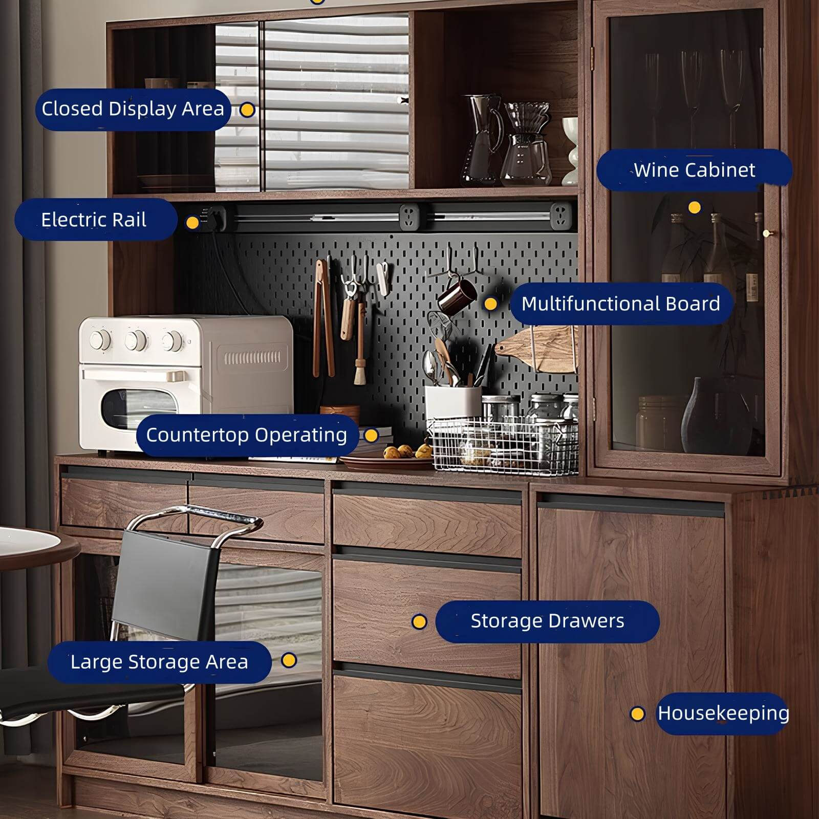 Wood Cabinet in the Dining Room Details
