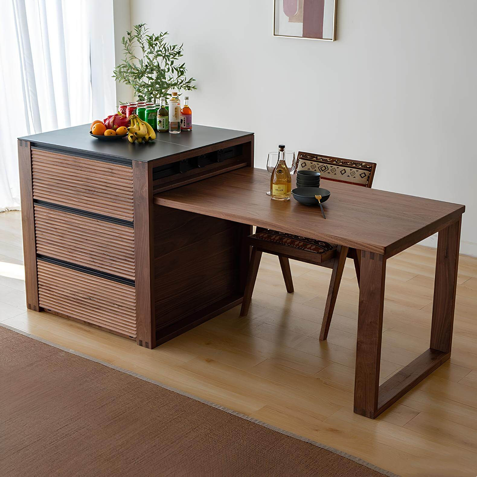 Black Walnut Kitchen Island in the Room