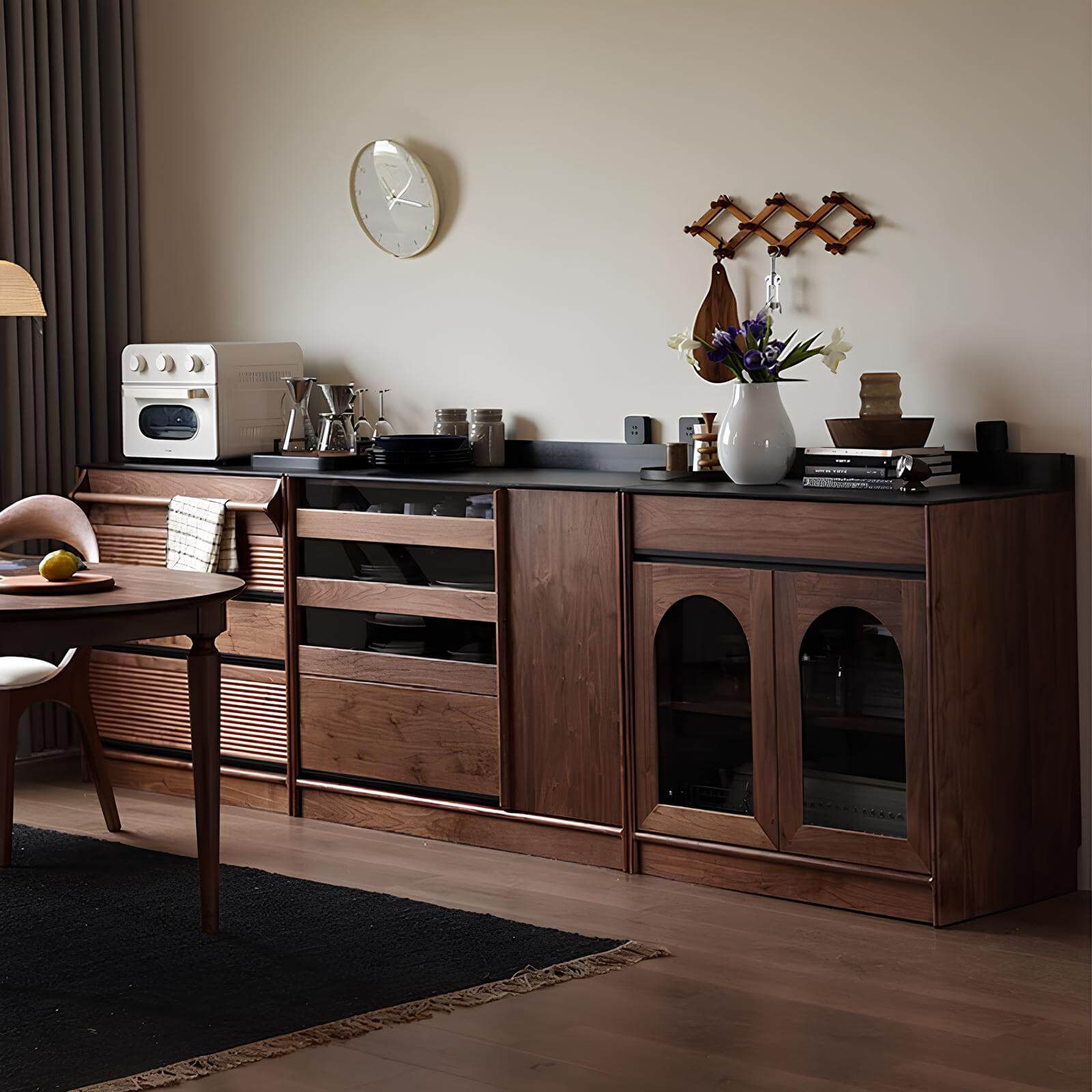 Wood Cabinet with Drawers and Doors